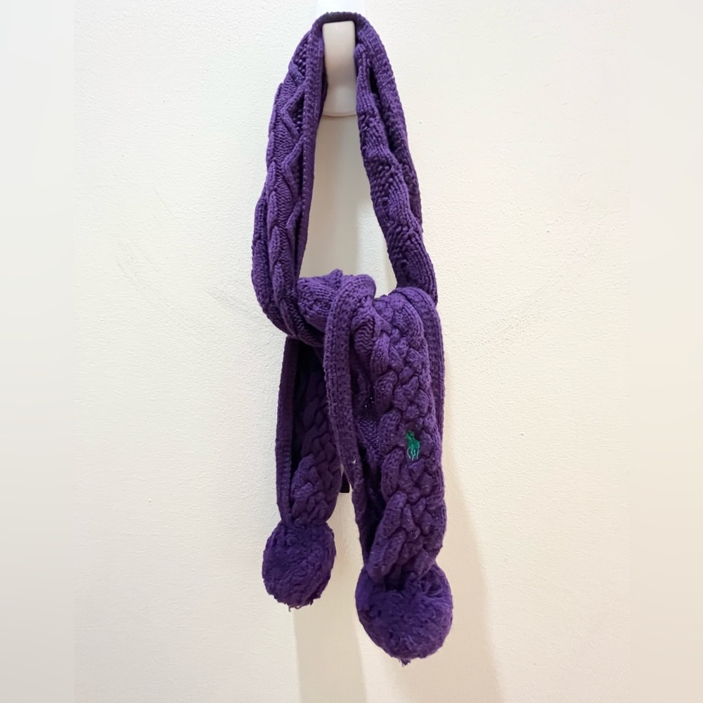 Polo by Ralph Lauren Kids Pom Pom Cotton Scarf Purple One Size Boys Girls